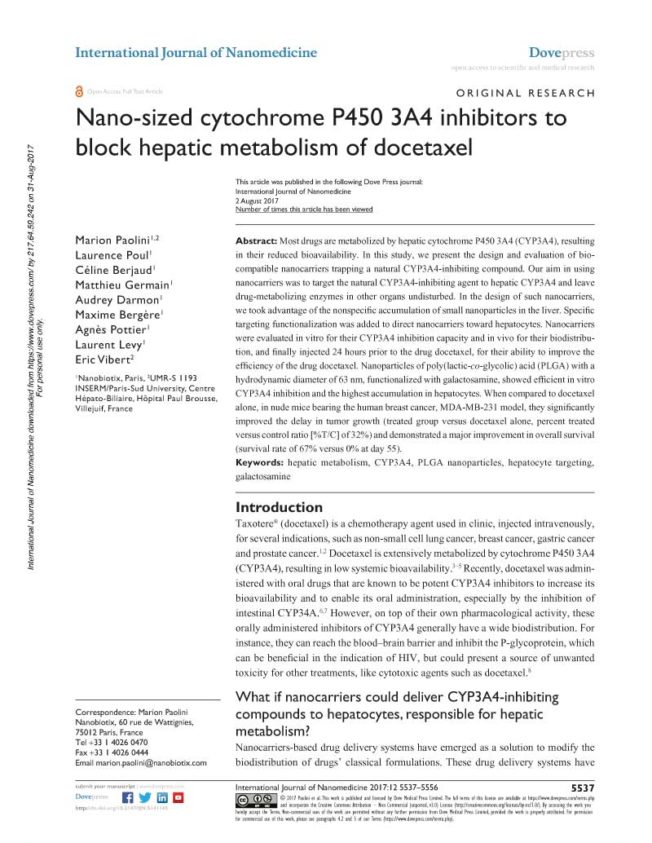 2017 – Nano-sized cytochrome p450 3a4 inhibitors to block hepatic – Paolini et al.